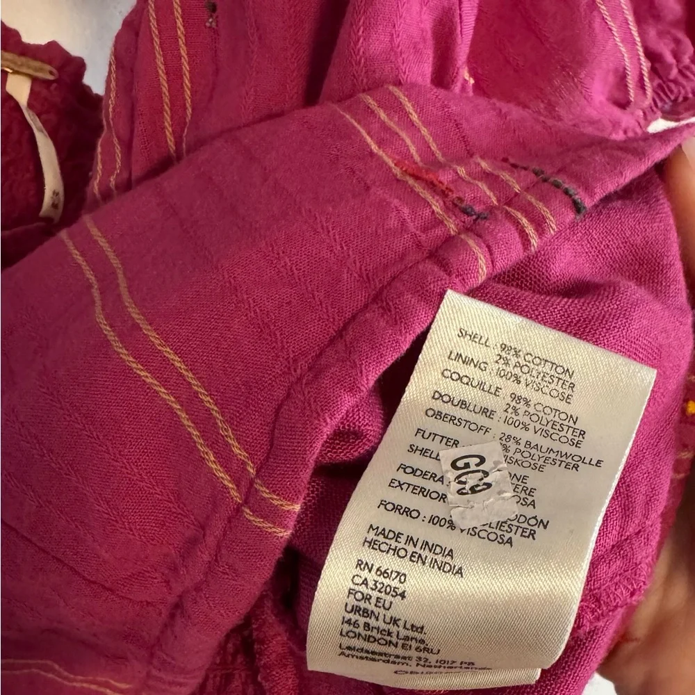 Free People Women’s Pink Seratonin Corset Puff Sleeve Top Size Medium